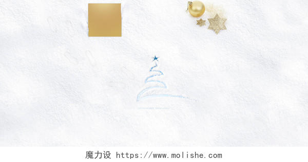 纯白雪地背景金色装饰圣诞节海报背景